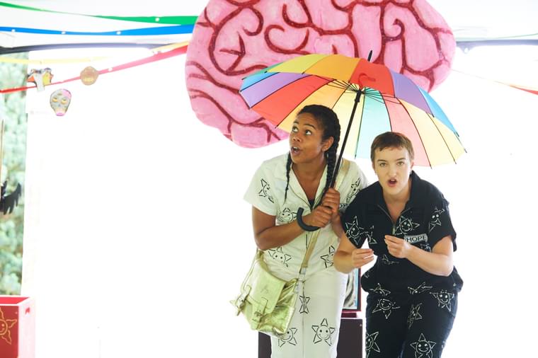 Heather Porte and Kate Spencer perform on stage at FloFest