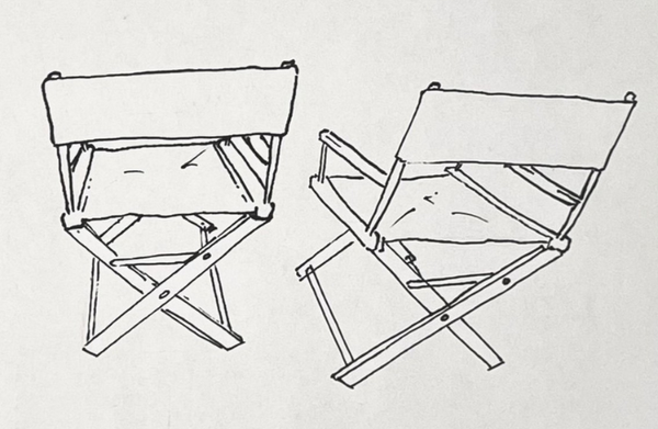 Illustration of two director chairs on a white background.