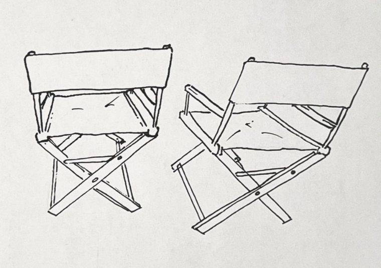 Illustration of two director chairs on a white background.