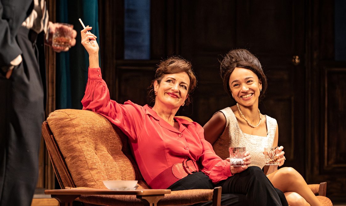 Katy Stephens as Martha and Leah Haile as Honey in Edward Albee’s Who’s Afraid of Virginia Woolf?