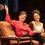 Katy Stephens as Martha and Leah Haile as Honey in Edward Albee’s Who’s Afraid of Virginia Woolf?