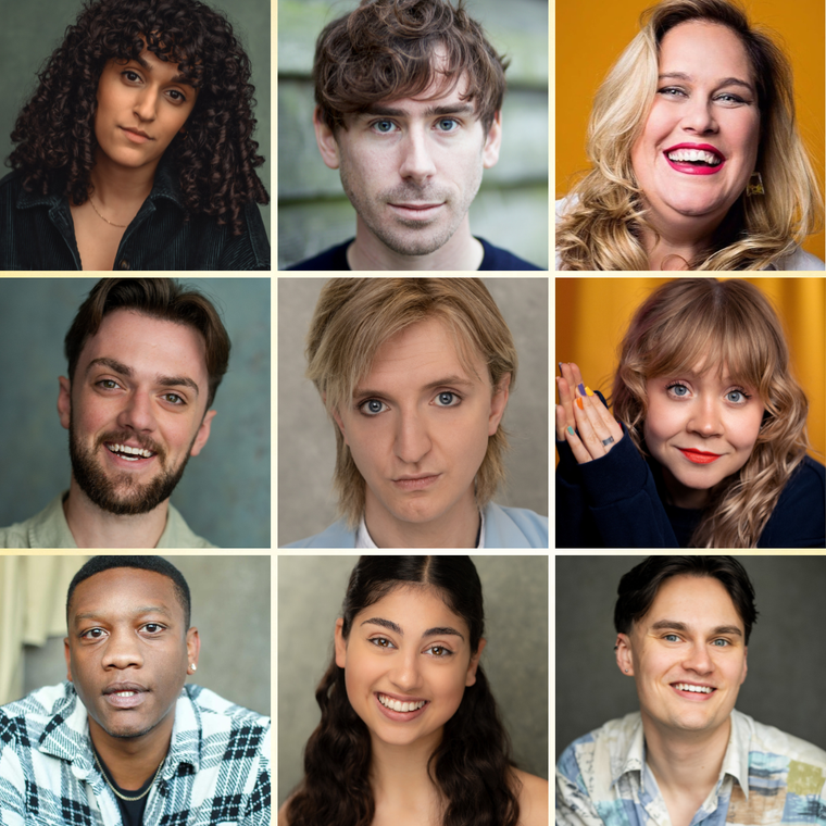 A grid of nine headshots of the Sleeping Beauty pantomime cast
