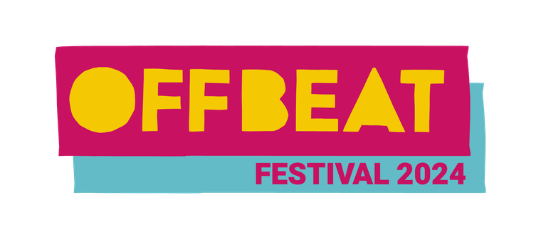 Offbeat Festival logo in yellow, pink and blue