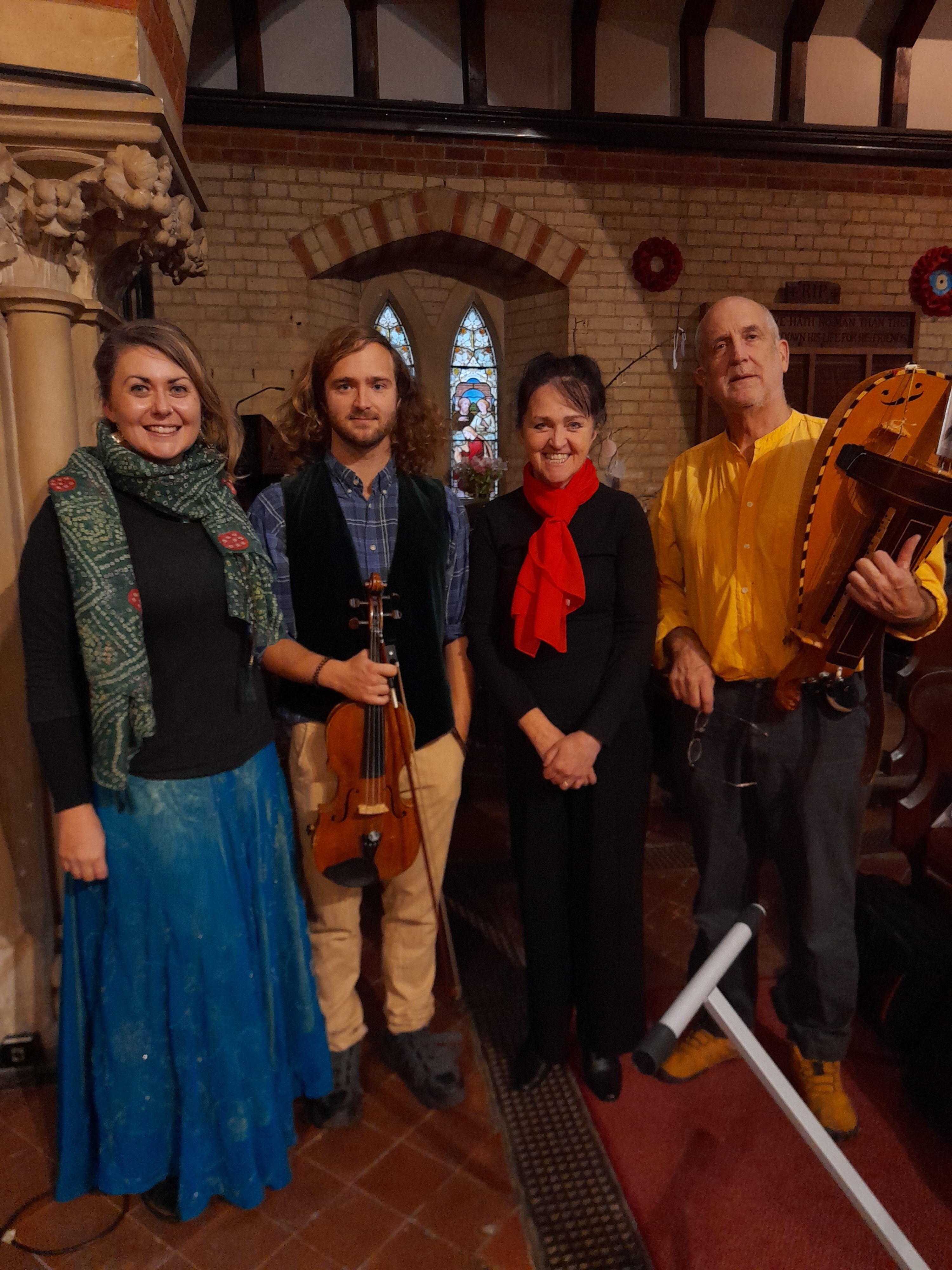 The performers looking at the camera