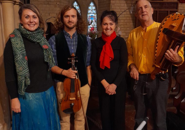 The performers looking at the camera