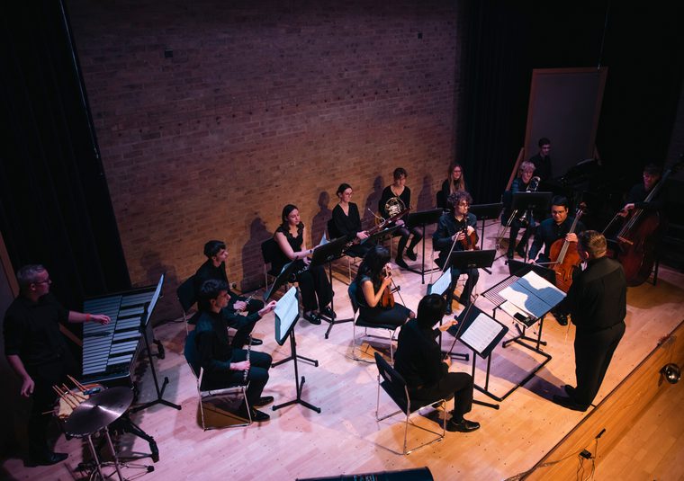 An orchestra on a stage
