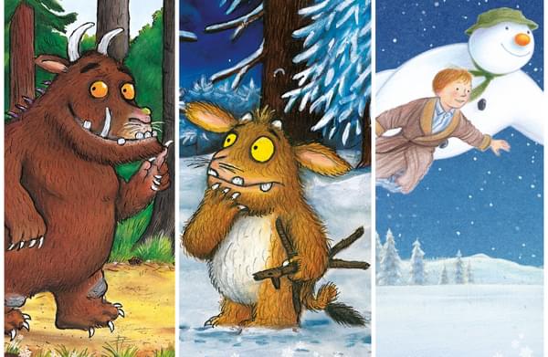 Artwork depicting the Gruffalo and the Snowman cartoon characters