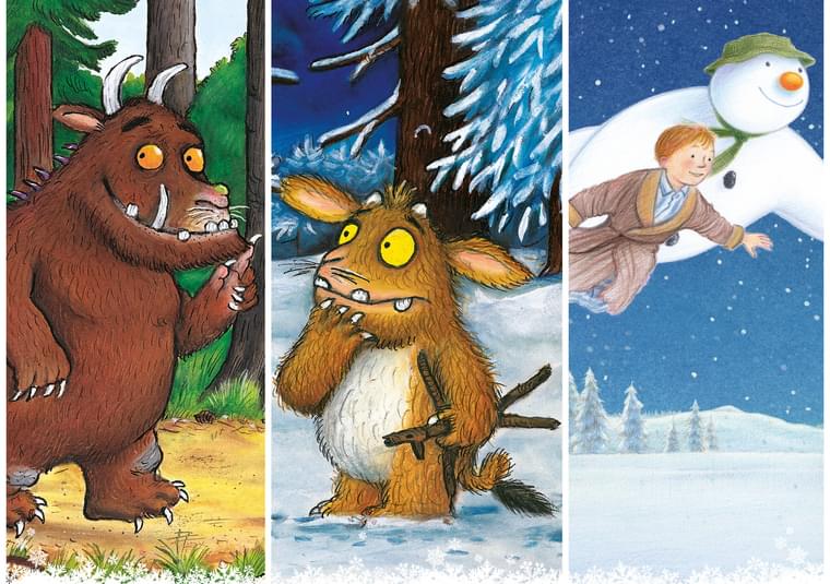 Artwork depicting the Gruffalo and the Snowman cartoon characters