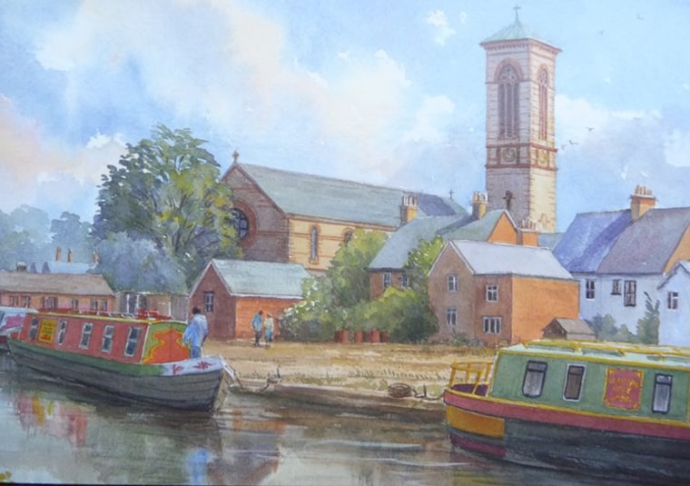 St Barnabas Church and the Oxford Canal Boatyard
