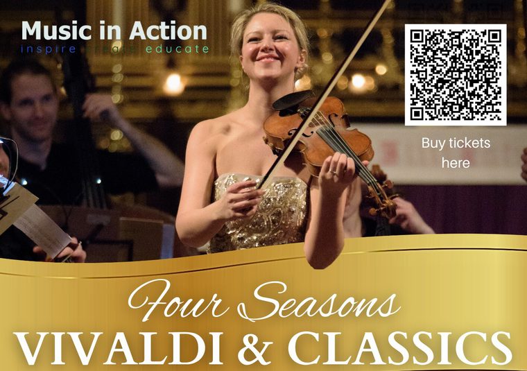 The performer playing their instrument and a title and programme description