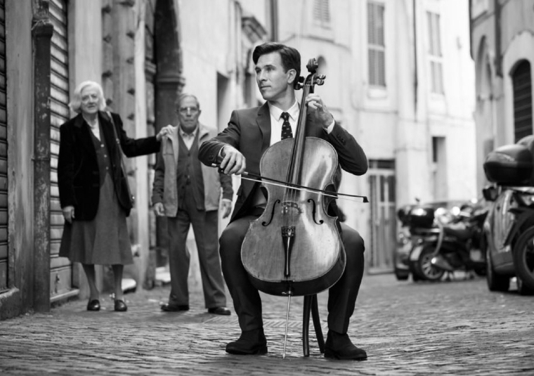 The performer looking at the camera