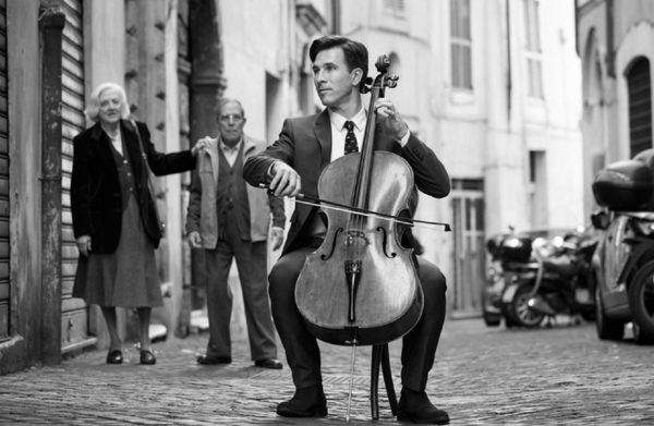 The performer looking at the camera