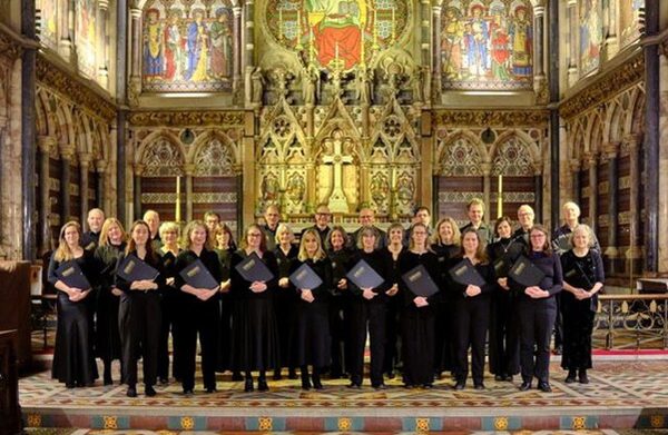 A choir performing in a church