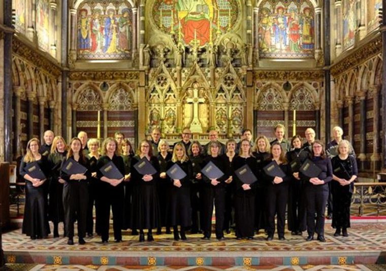 A choir performing in a church