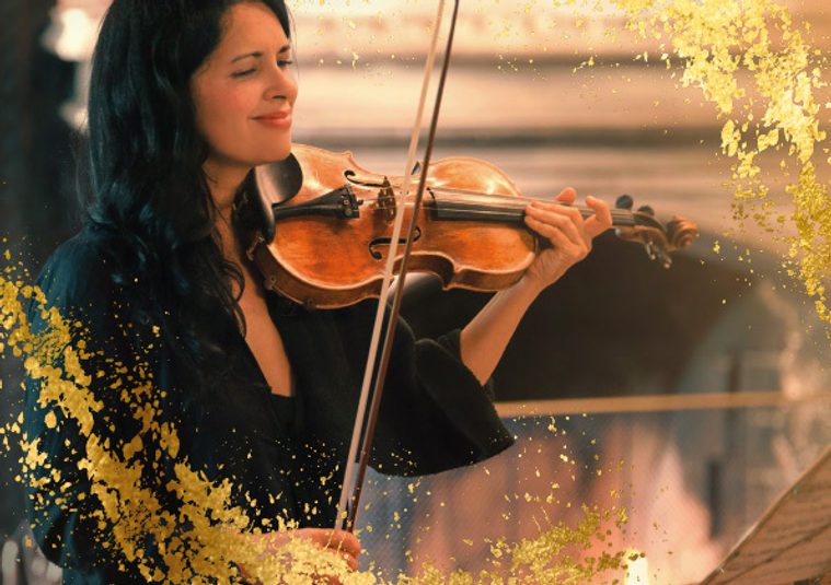 A performer playing an instrument