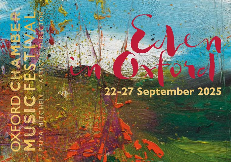 Festival logo and title across an abstract painted landscape