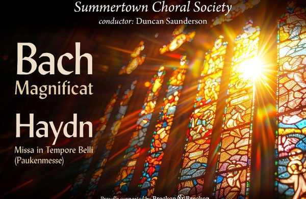 A stained glass window in a church