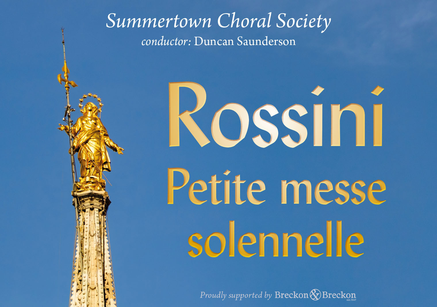 A golden statue with the title treatment to the right of the screen