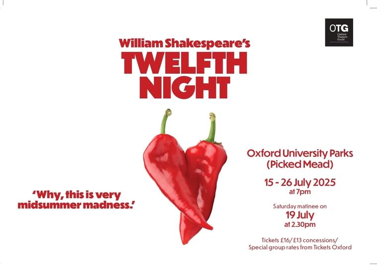 The title of the event in red font with a graphic depicting two red chilli peppers