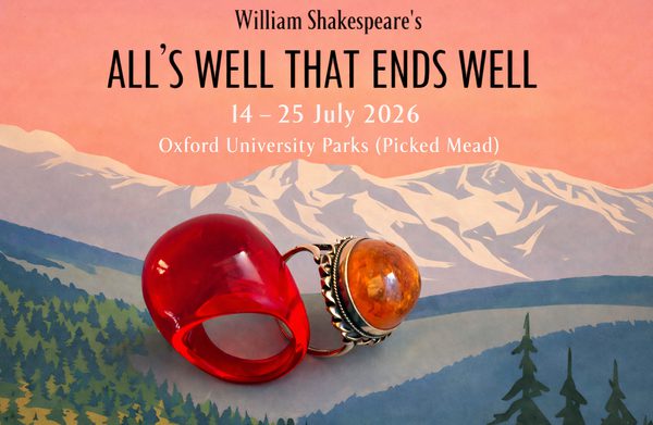 A treatment depicting a forest mountain landscape with two rings in prominence